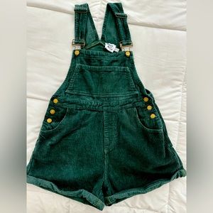 Hunter green corduroy overalls (loose fit)